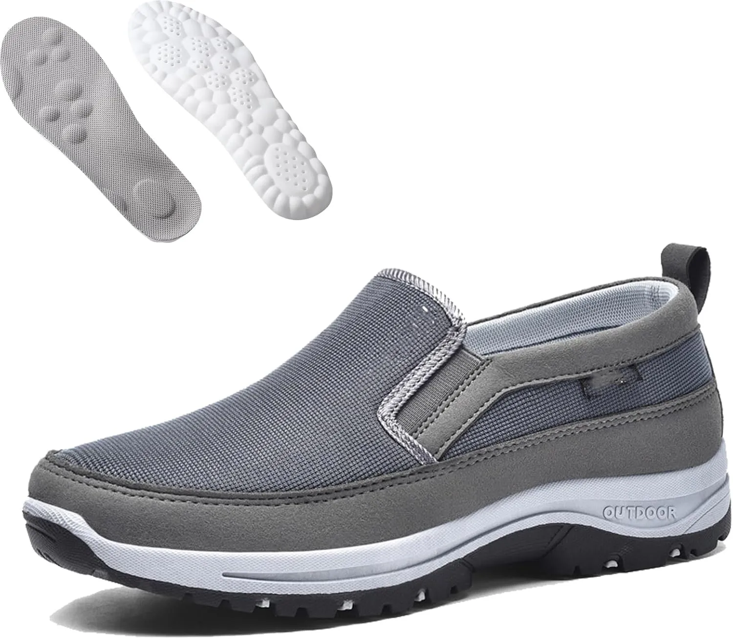 Orthowalkway Mens Shoes, Men's Arch Support Slip-on Canvas Loafers, Casual Orthopedic Sneakers Flats Walking Boat Shoes