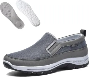 Orthowalkway Mens Shoes, Men's Arch Support Slip-on Canvas Loafers, Casual Orthopedic Sneakers Flats Walking Boat Shoes