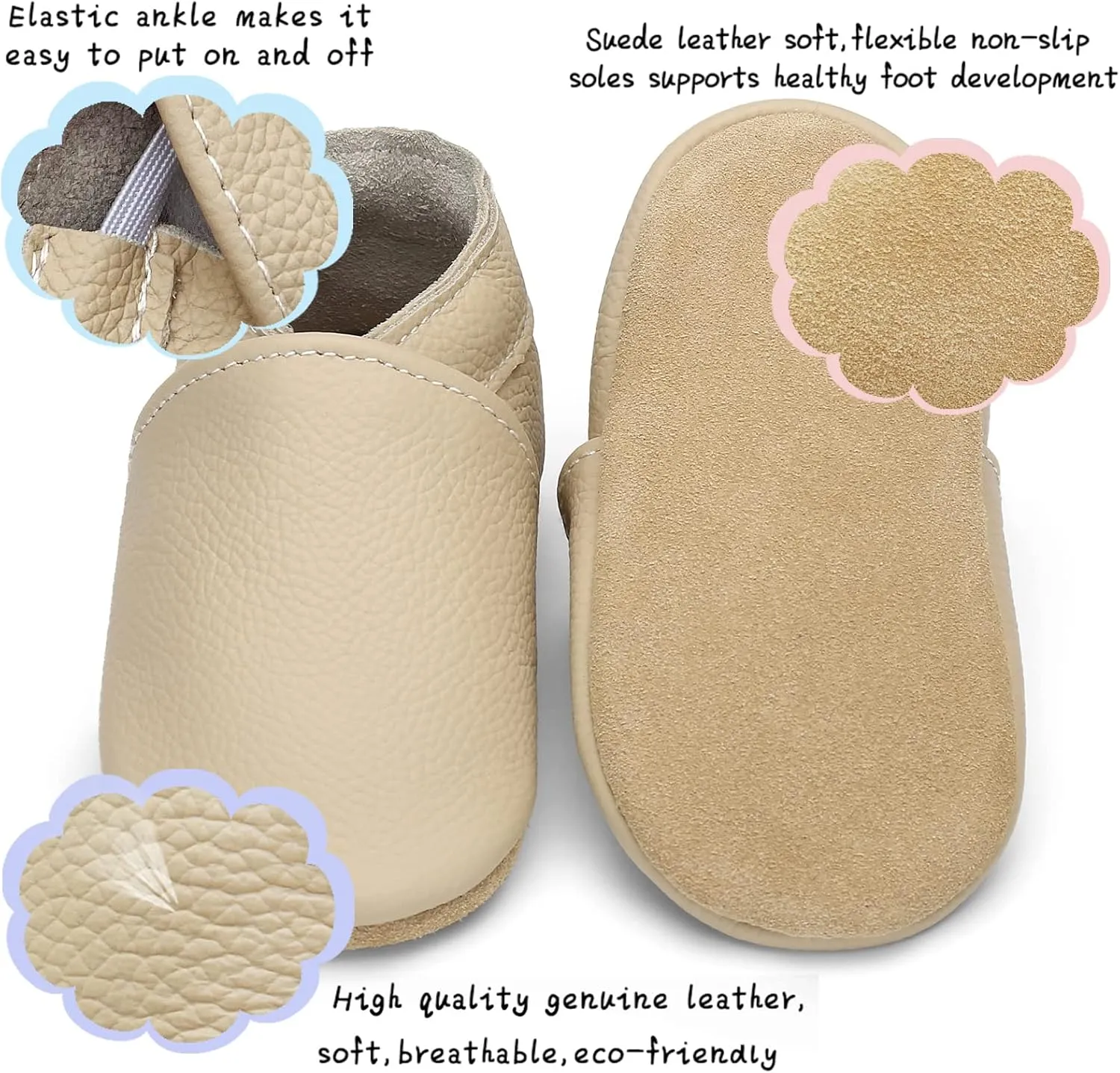 OWLOWLA Soft Sole Baby Shoes Leather Baby First Walking Crib Shoes Slip-on Baby Moccasins Infant Toddler Pre-Walker Shoes for Boy Girl