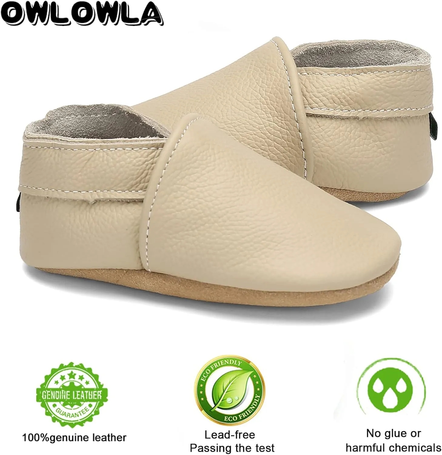 OWLOWLA Soft Sole Baby Shoes Leather Baby First Walking Crib Shoes Slip-on Baby Moccasins Infant Toddler Pre-Walker Shoes for Boy Girl