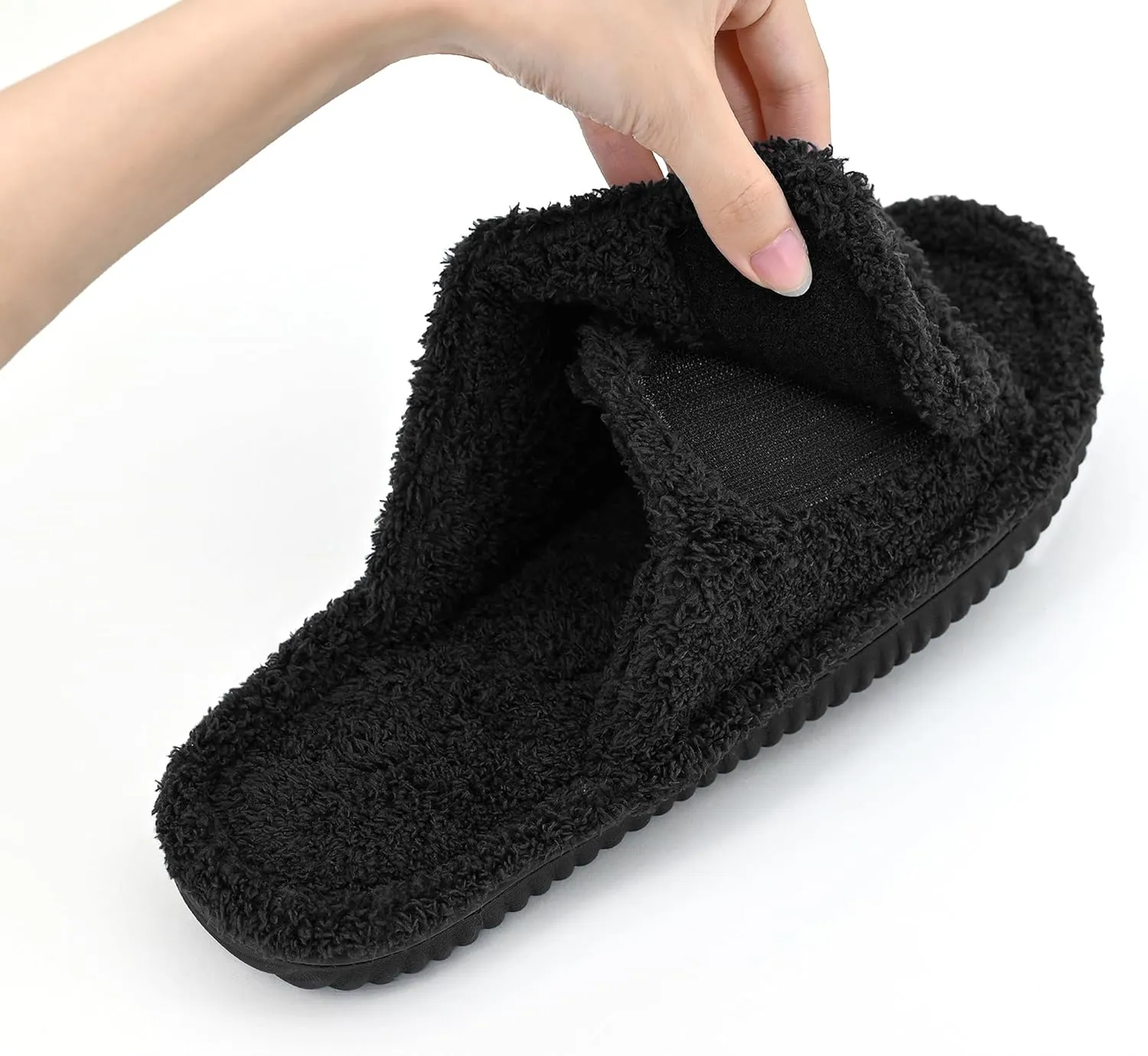 Panda Bros Adjustable House Slippers for Men Soft Open Toe Breathable Indoor Outdoor Slip on Slides Slippers with Memory Foam for Home Bedroom