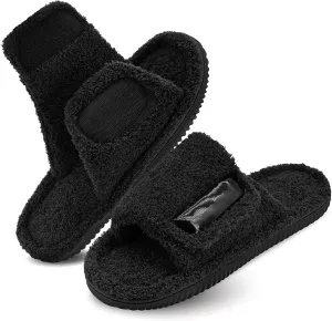 Panda Bros Adjustable House Slippers for Men Soft Open Toe Breathable Indoor Outdoor Slip on Slides Slippers with Memory Foam for Home Bedroom