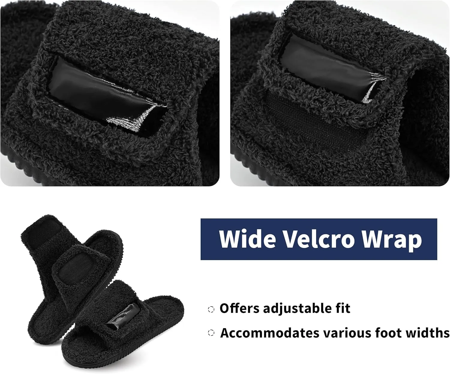 Panda Bros Adjustable House Slippers for Men Soft Open Toe Breathable Indoor Outdoor Slip on Slides Slippers with Memory Foam for Home Bedroom