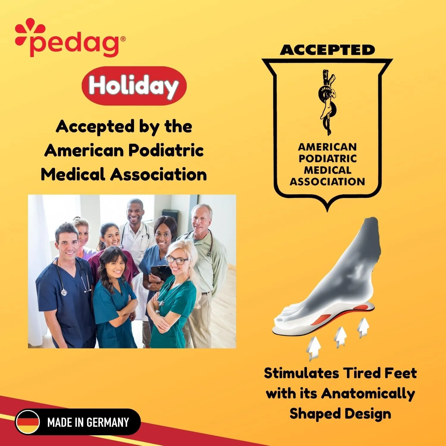 Pedag Holiday | 3/4 Length Sheepskin Orthotic Inserts | Handmade in Germany | Arch Support | Metatarsal Pad | Heel Cushion | Fits Low Profile Tight Shoes | Tan | 1 Pair | US Men 14 / EU 47