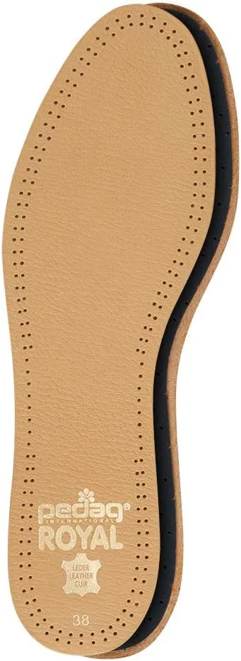 Pedag Royal | Genuine Lambskin Leather Insoles | Made in Germany | Vegetable-Tanned Leather | Activated Carbon for Anti-Odor | Latex Foam Padding | Thin & Absorbent | US Men 14/ EU 47 | Tan