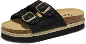 PepStep Slide Sandals for Women with Soft Cork Footbed and Strap, Ladies Fashion Platform Slide Sandals Comfortable Slip On Style