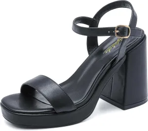 Platform Sandals Women Fashion Block Chunky Heeled Sandals Open Toe High Heels Evening Wedding Party Prom Dance Summer Ankle Strap Dress Shoes