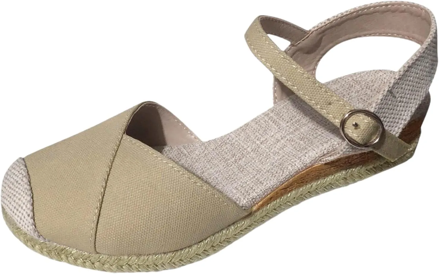 Platform Wedge Sandals for Women Summer Dressy Color Block Ankle Strap Closed Toe Espadrille Wedge Sandals Casual Beach Shoes