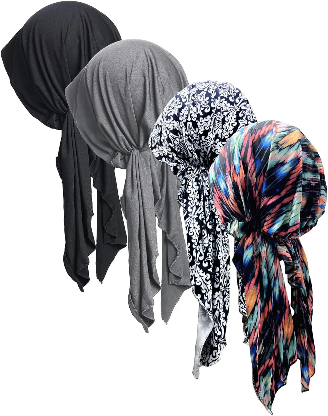 Pre Tied Head Covers Sets Chemo Beanies for Women Slip On Lightweight Chemo Bandana Turban