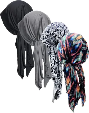 Pre Tied Head Covers Sets Chemo Beanies for Women Slip On Lightweight Chemo Bandana Turban