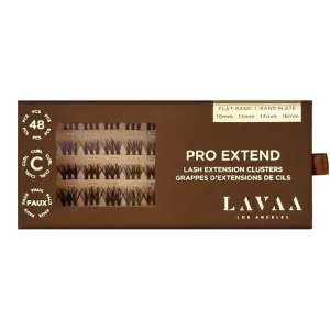 PRO Extend Lash System | 48 Brown Lash Clusters in 4 lenghts: 10mm 12mm 14mm 16mm | Flat-Band All-Day Comfort | DIY Lash Extensions (BW2 | BROWN WISPY)