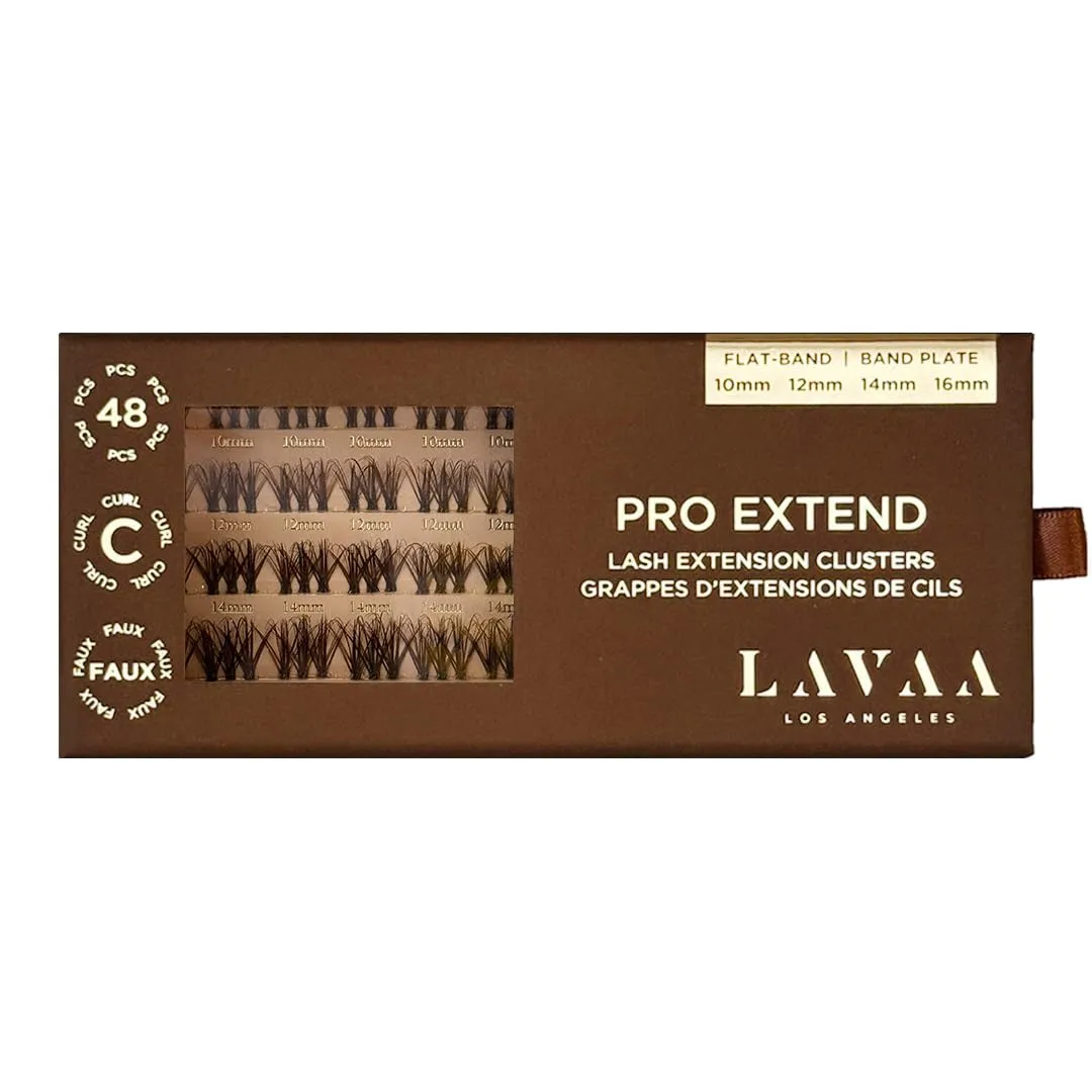 PRO Extend Lash System | 48 Brown Lash Clusters in 4 lenghts: 10mm 12mm 14mm 16mm | Flat-Band All-Day Comfort | DIY Lash Extensions (BW2 | BROWN WISPY)