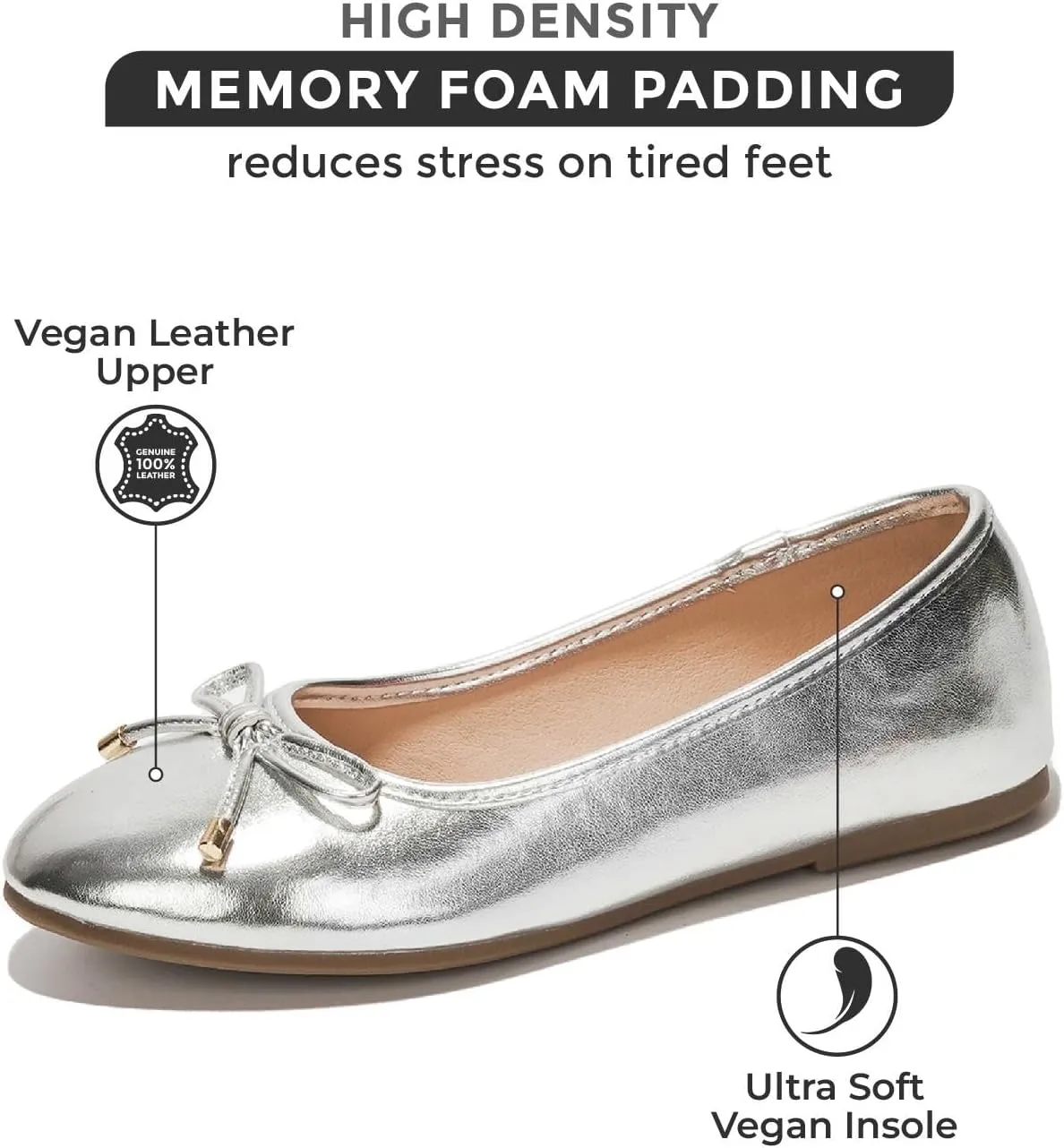Project Cloud Ballet Flats Shoes for Women, Casual Womens Shoes Dressy w/Memory Foam Insole, for Mom Flats for Women Footwear, Womens Dresses Shoes (Ellison)