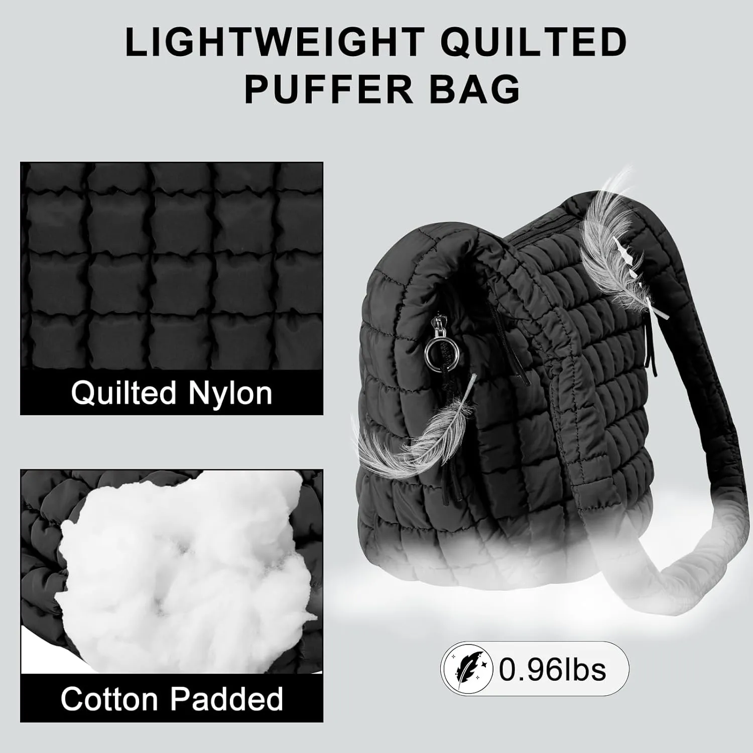 Puffer Tote Bag for Women Large Quilted Puffy Lightweight Carryall Crossbody Tote Bag for Women