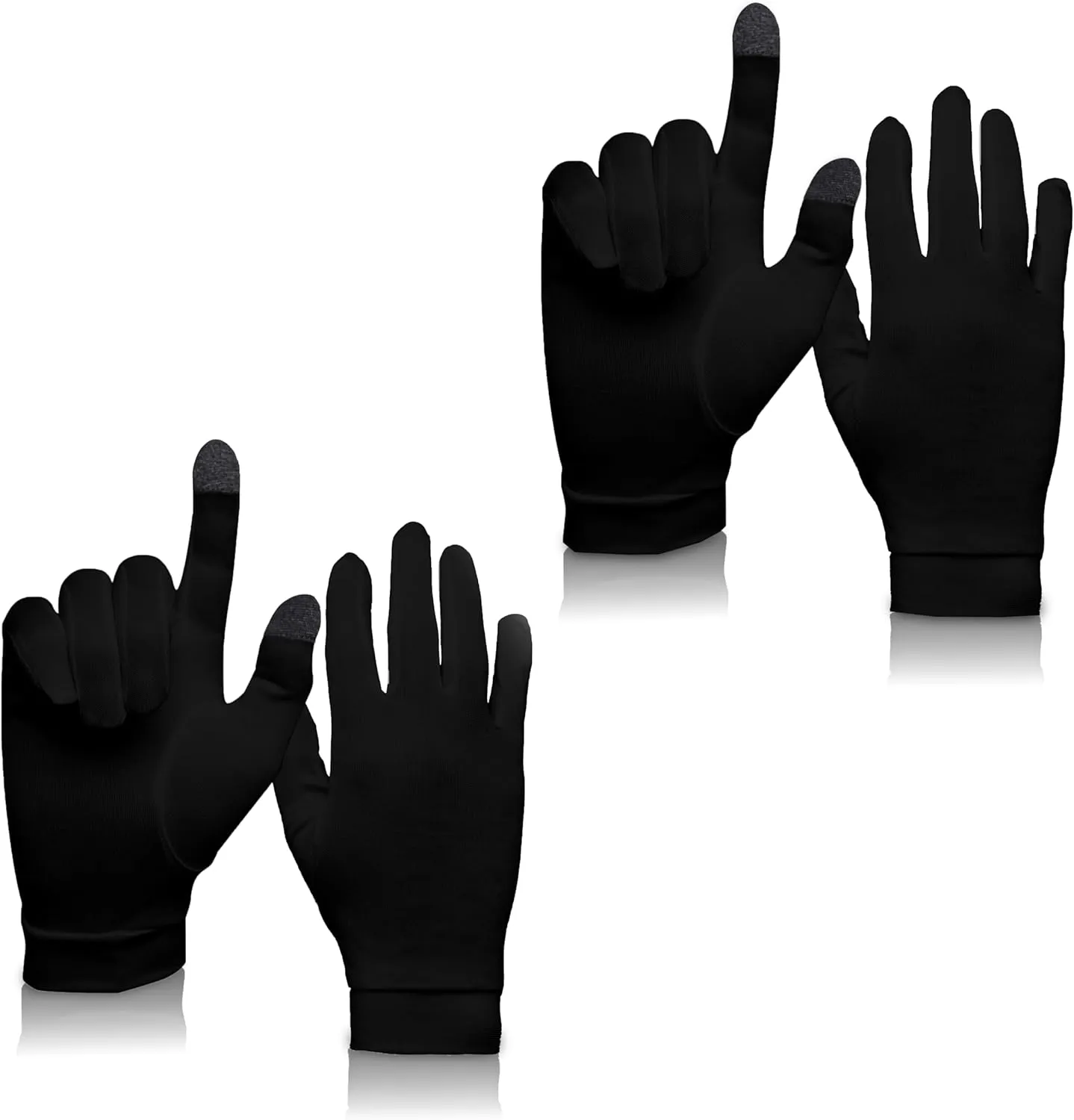 Pure Silk Glove Liners Pack of 2 | Soft & Comfortable | Touchscreen Thermal Gloves | Natural Wear | Unisex | with Wash Bag