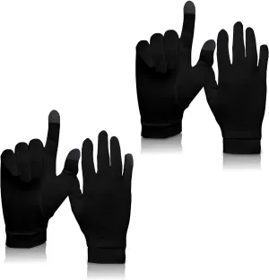 Pure Silk Glove Liners Pack of 2 | Soft & Comfortable | Touchscreen Thermal Gloves | Natural Wear | Unisex | with Wash Bag