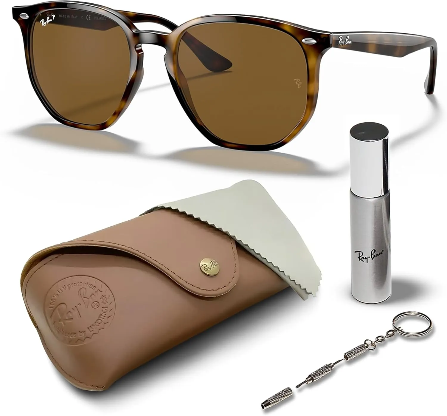 Ray-Ban RB4306 Hexagonal Sunglasses With Eyewear Kit Bundle - High Bridge Fit - Ideal Formal and Casual Wear Retro Sunglasses