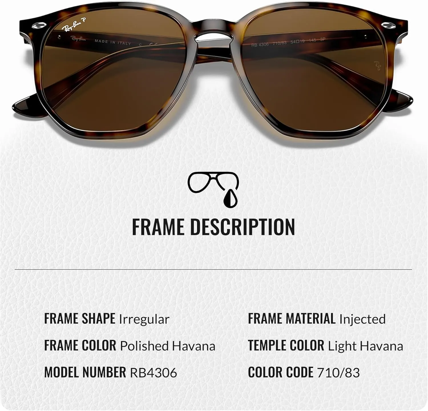 Ray-Ban RB4306 Hexagonal Sunglasses With Eyewear Kit Bundle - High Bridge Fit - Ideal Formal and Casual Wear Retro Sunglasses