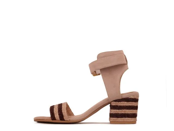 Rayna Ankle Strap Sandals – Suede or Jute, Adjustable Buckle, 2-Inch Heel