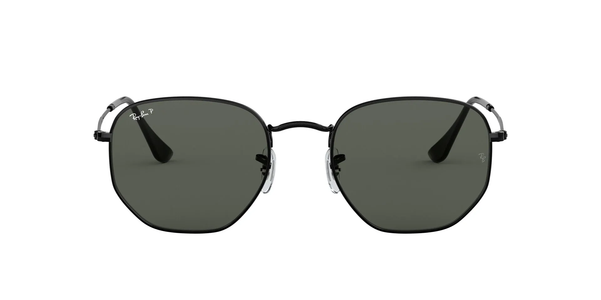 RB3548N Hexagonal Flat Lenses Black/Green/Polarized XL