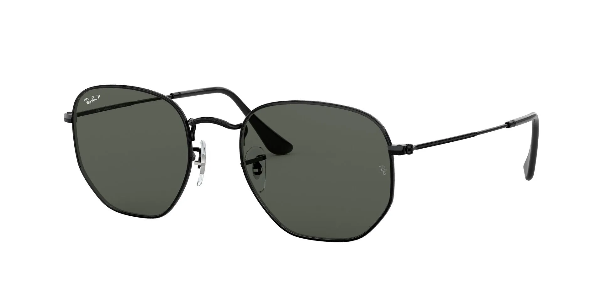 RB3548N Hexagonal Flat Lenses Black/Green/Polarized XL