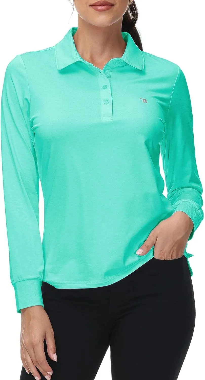 Rdruko Women's Long Sleeve Polo Golf Shirts Casual Sports T-Shirts
