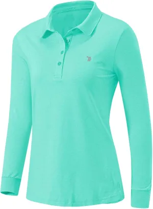 Rdruko Women's Long Sleeve Polo Golf Shirts Casual Sports T-Shirts