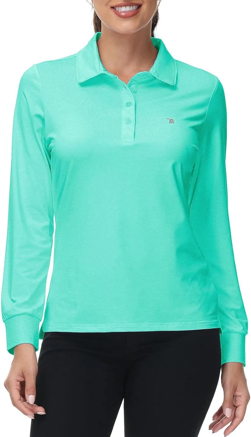 Rdruko Women's Long Sleeve Polo Golf Shirts Casual Sports T-Shirts