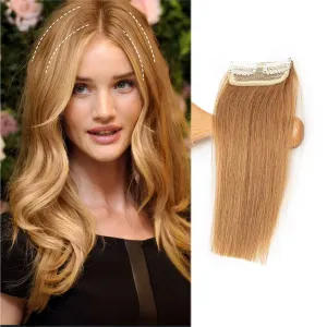 Real Remy Human Hair Clip in Hair Extensions Short Straight Thick Double Weft One Piece Hair Pieces for Thinning Hair Invisible Hairpin Increase Women Men Hair Volume 12Inch#27 Dark Blonde