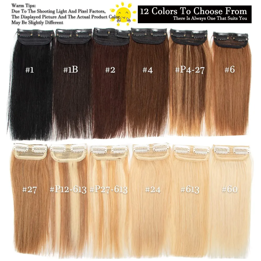 Real Remy Human Hair Clip in Hair Extensions Short Straight Thick Double Weft One Piece Hair Pieces for Thinning Hair Invisible Hairpin Increase Women Men Hair Volume 12Inch#27 Dark Blonde