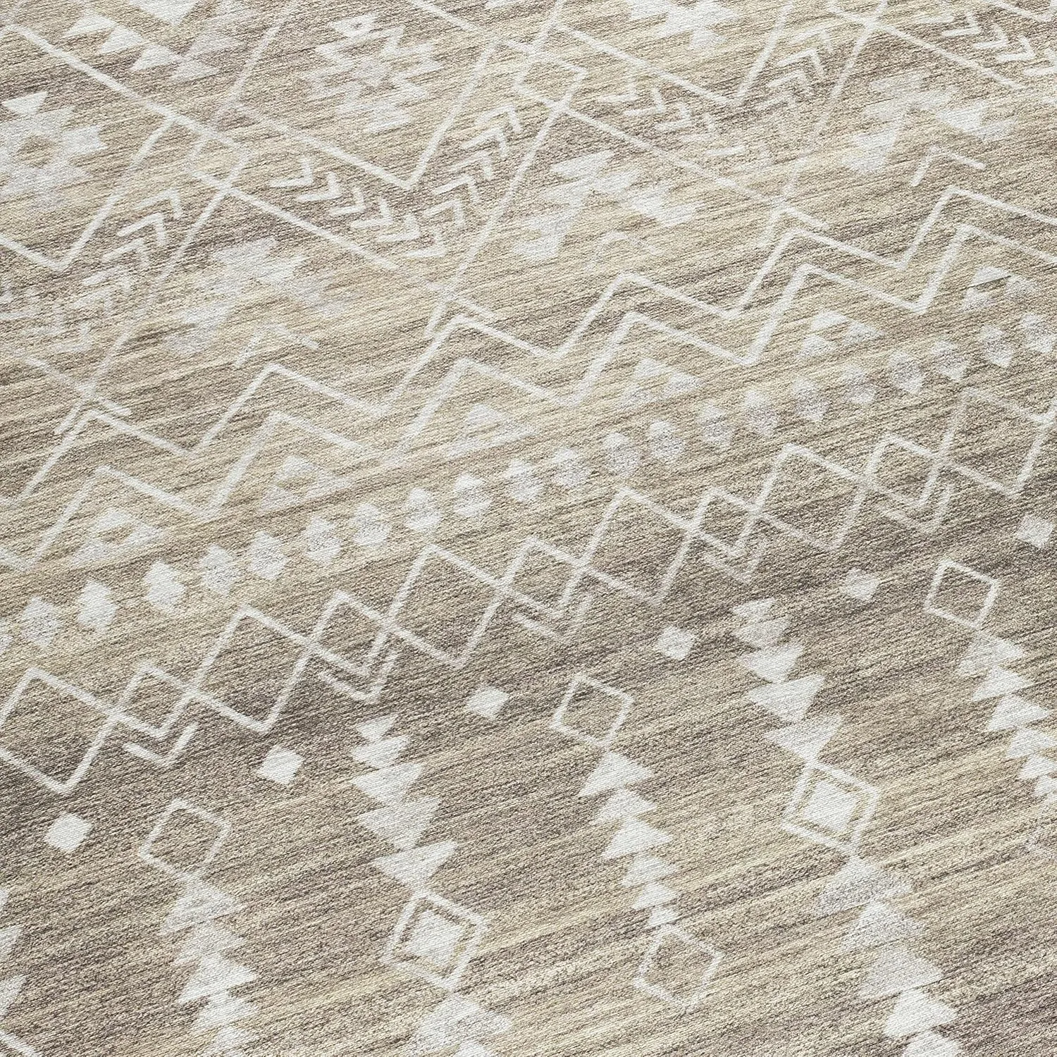 ReaLife Rugs Machine Washable Area Rug Runner - Living Room Bedroom Bathroom Kitchen Entryway Office - Padded Low Pile Stain Resistant Premium - Geometric Moroccan Tribal - Beau - Beige 2'6" x 6'