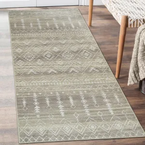 ReaLife Rugs Machine Washable Area Rug Runner - Living Room Bedroom Bathroom Kitchen Entryway Office - Padded Low Pile Stain Resistant Premium - Geometric Moroccan Tribal - Beau - Beige 2'6" x 6'