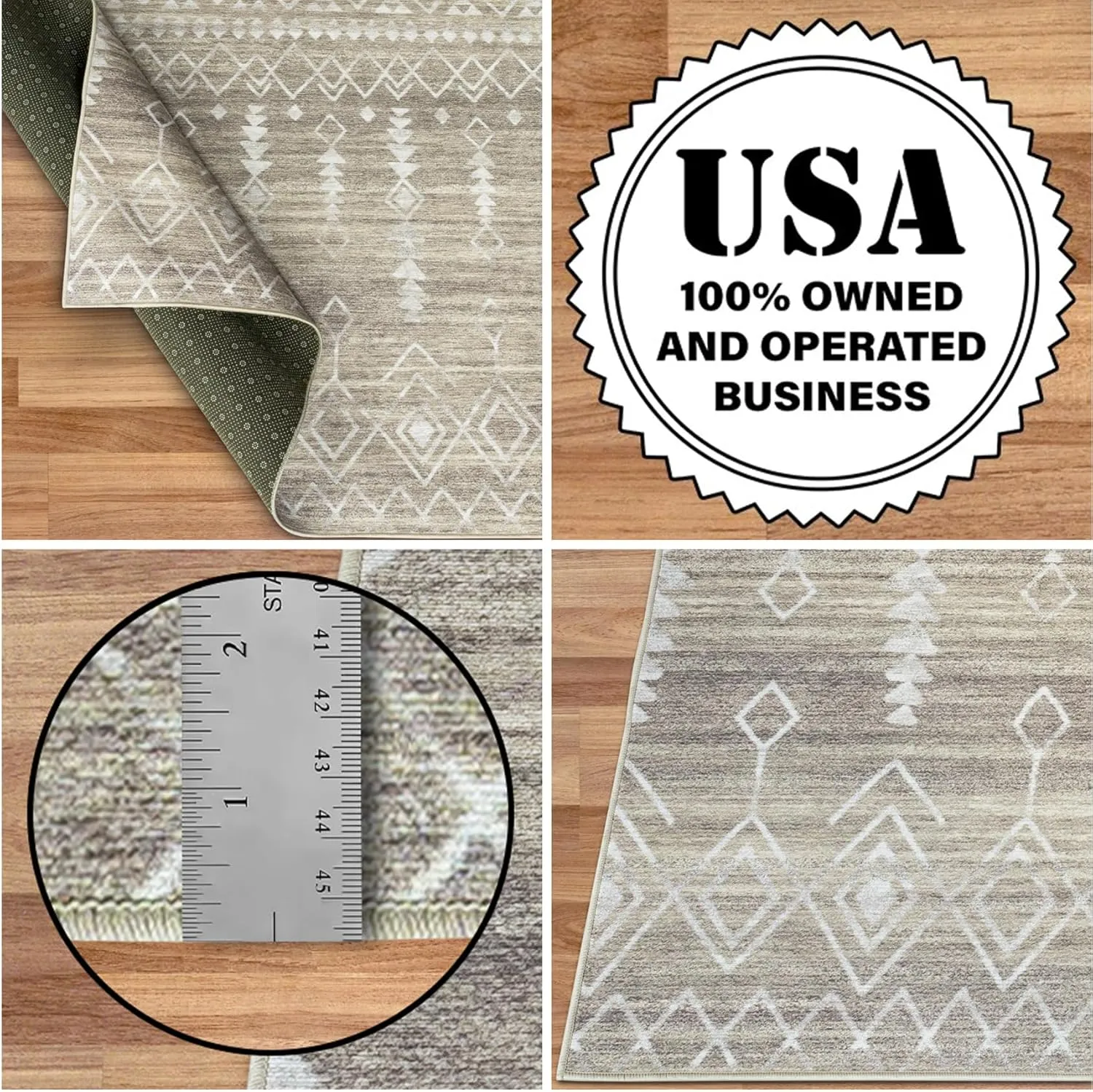 ReaLife Rugs Machine Washable Area Rug Runner - Living Room Bedroom Bathroom Kitchen Entryway Office - Padded Low Pile Stain Resistant Premium - Geometric Moroccan Tribal - Beau - Beige 2'6" x 6'