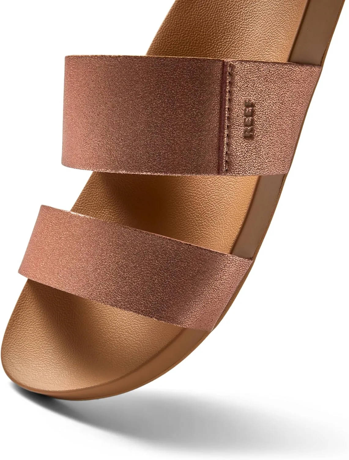 Reef Women's Cushion Vista Fashion Slide Sandal, Vegan Leather Strap, Soft Footbed