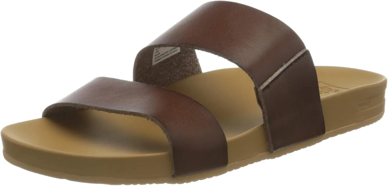 Reef Women's Cushion Vista Fashion Slide Sandal, Vegan Leather Strap, Soft Footbed