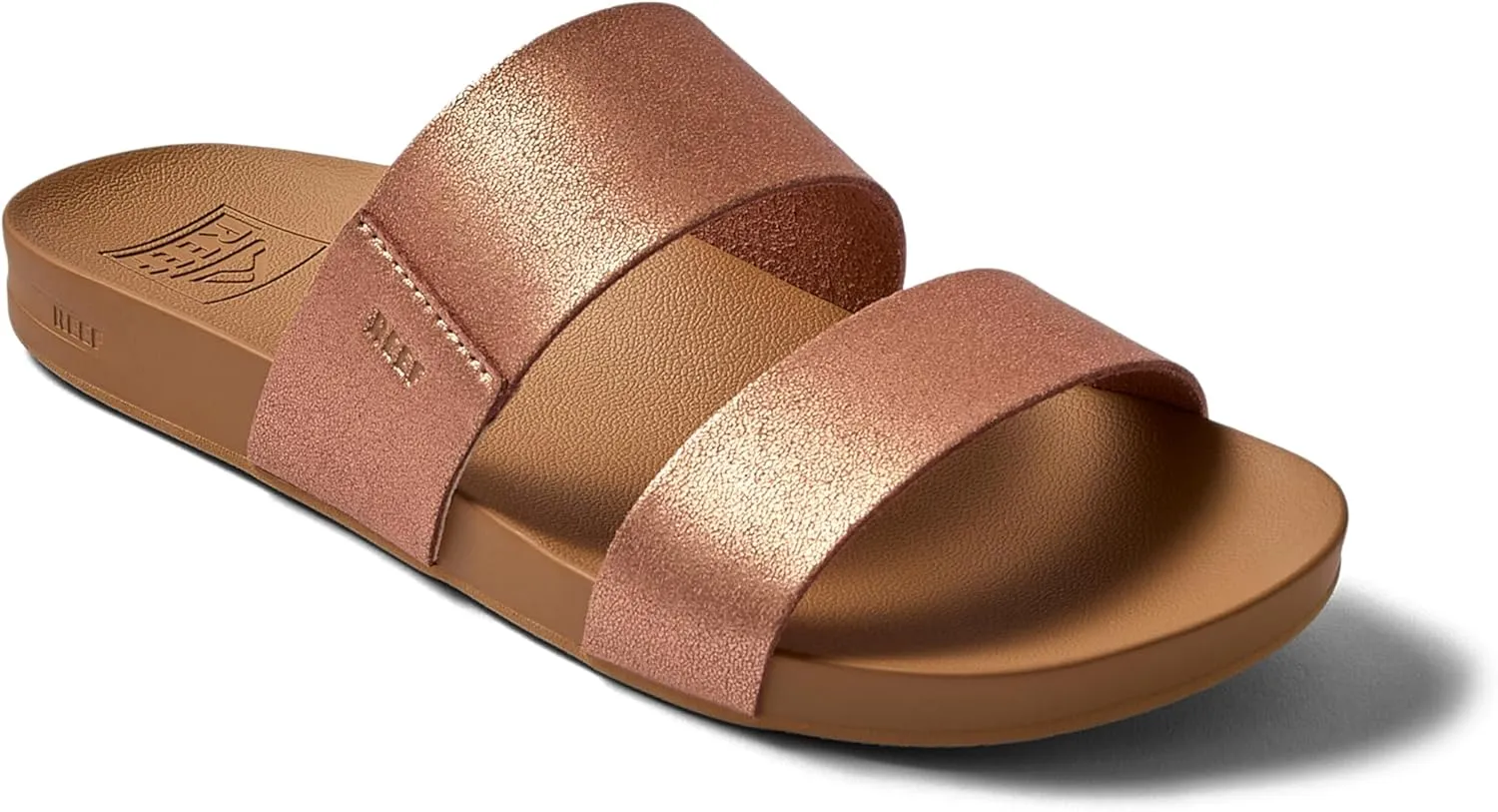 Reef Women's Cushion Vista Fashion Slide Sandal, Vegan Leather Strap, Soft Footbed
