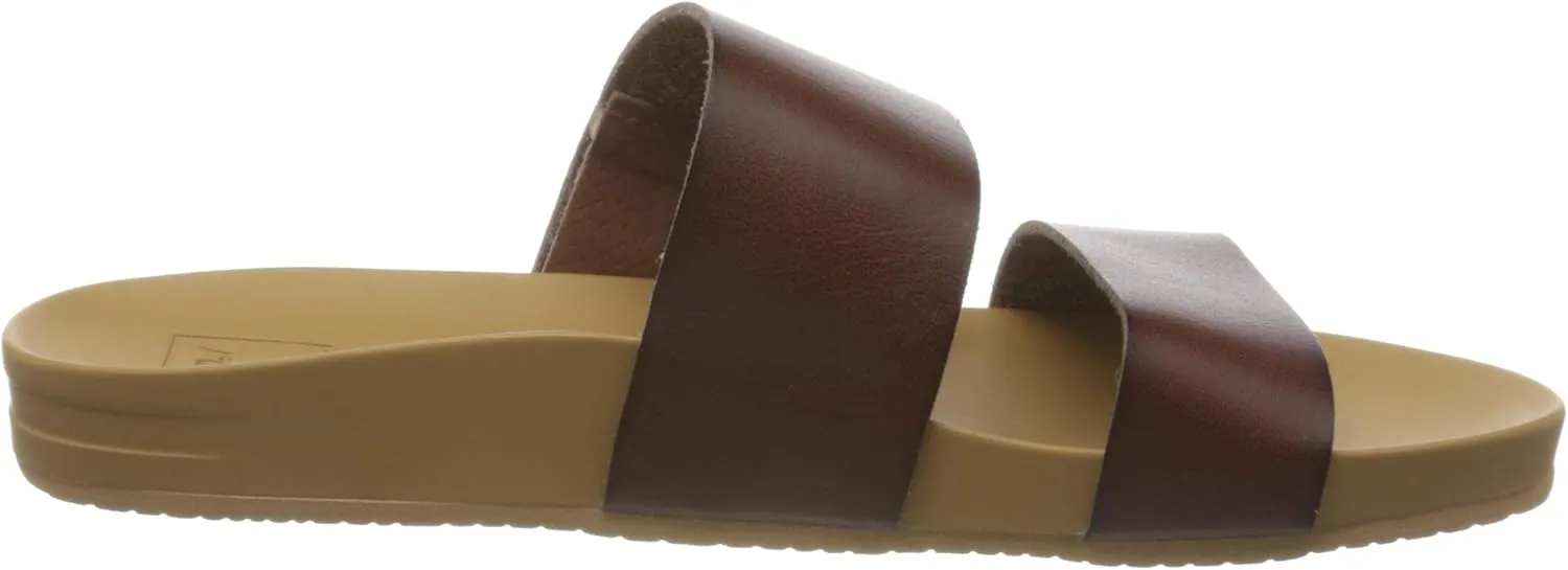 Reef Women's Cushion Vista Fashion Slide Sandal, Vegan Leather Strap, Soft Footbed
