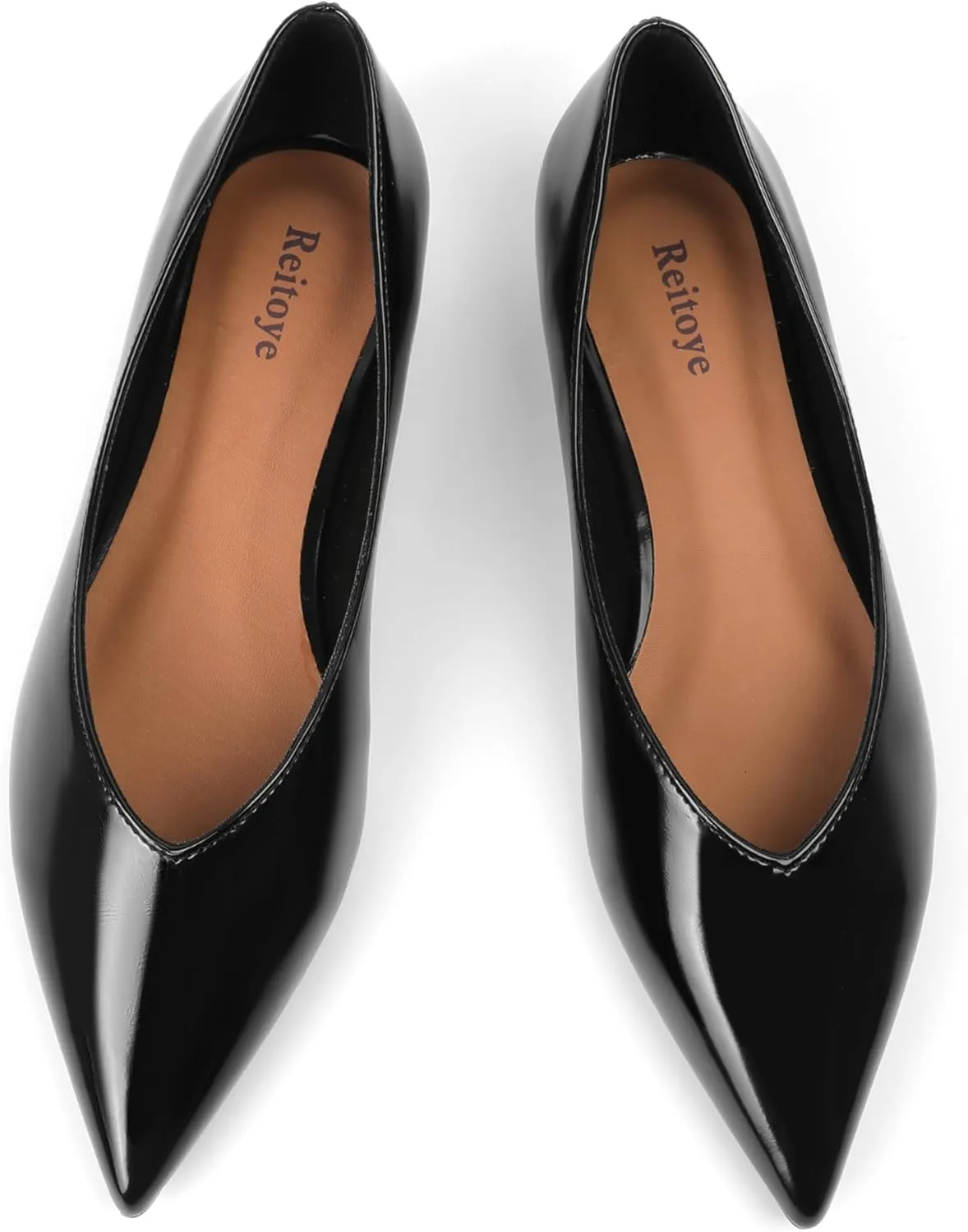 Reitoye Flats for Womens Closed Pointed Toe Ballet Flat Comfortable Dressy Work Slip On Casual Shoes Womens Flats