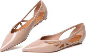 Reitoye Flats for Womens Closed Pointed Toe Ballet Flat Comfortable Dressy Work Slip On Casual Shoes Womens Flats