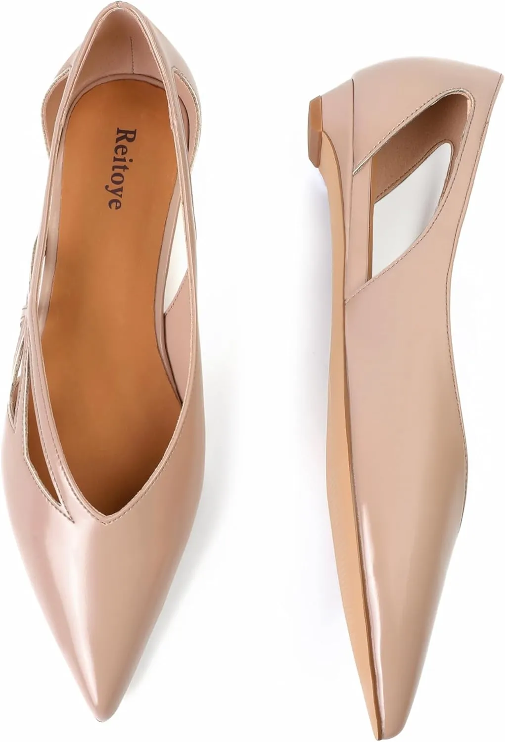 Reitoye Flats for Womens Closed Pointed Toe Ballet Flat Comfortable Dressy Work Slip On Casual Shoes Womens Flats