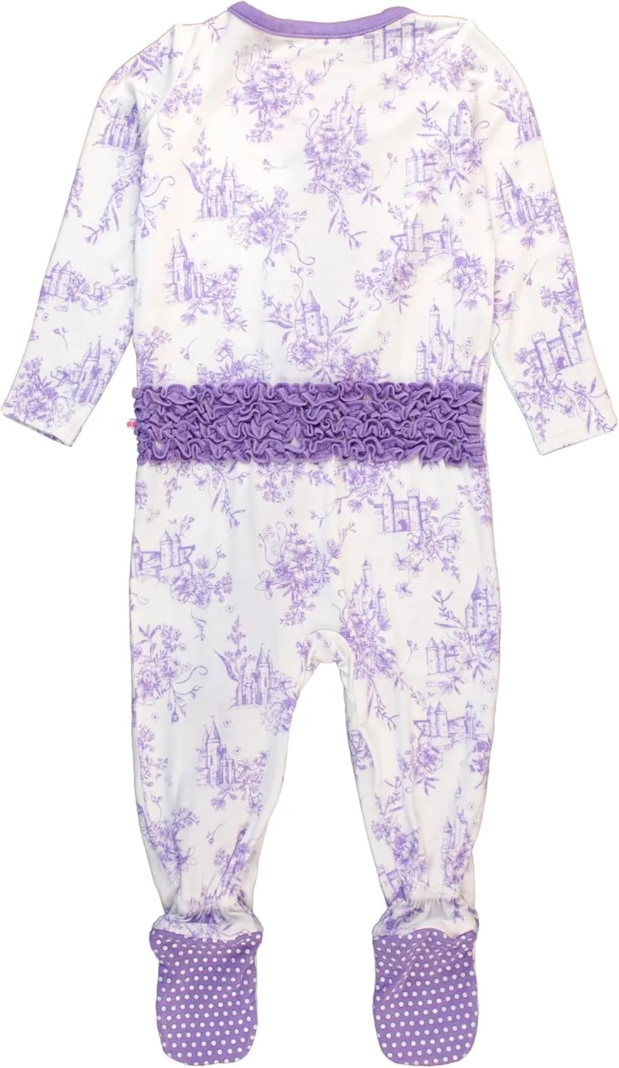 RuffleButts SoftSnooze™ Viscose from Bamboo Baby Girls Ruffle One Piece Footie Pajamas