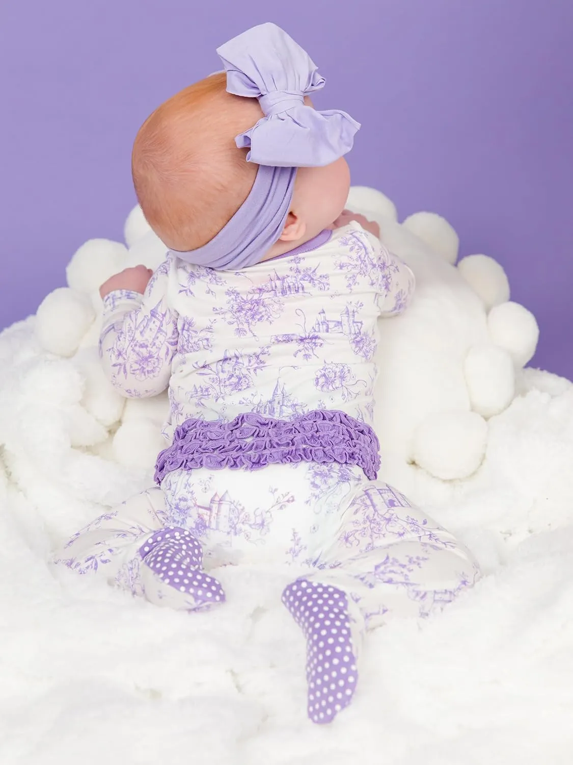 RuffleButts SoftSnooze™ Viscose from Bamboo Baby Girls Ruffle One Piece Footie Pajamas