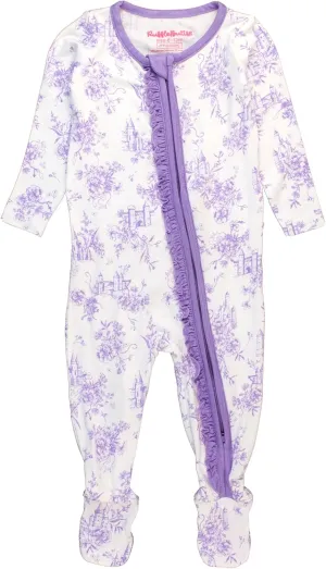 RuffleButts SoftSnooze™ Viscose from Bamboo Baby Girls Ruffle One Piece Footie Pajamas