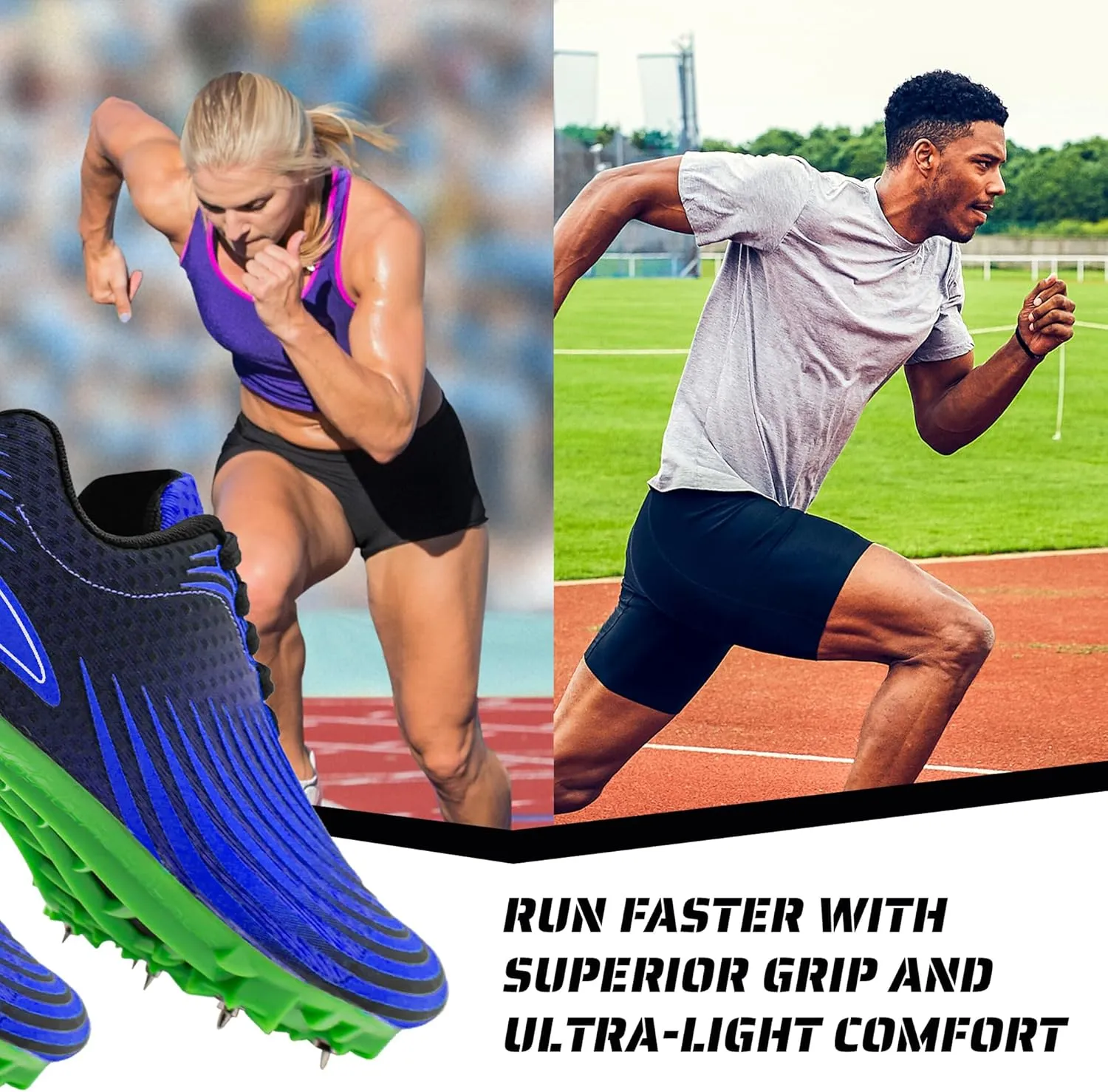 RUNIC Track & Field Shoes for Men, Women & Kids – Pro Running Spikes for Sprint, Race & Training – 7 Spikes   Extra Spikes & Wrench (US Men Size)