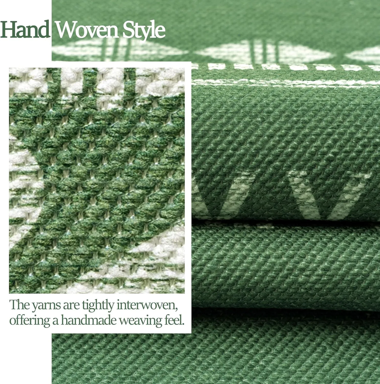Runners for Hallways Kitchen Runner Rug Non Slip 2x6 Washable Runner Rugs Tear and Stain Resistance, Hand Woven Style Thin Runners for Hallways, Kitchen, Laundry, Bedroom, Bathroom- Green