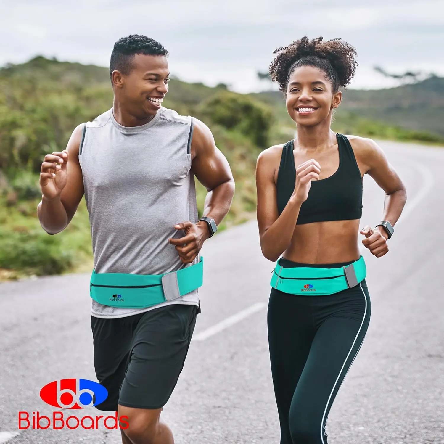 Running Belt, Turquoise | No-Bounce, Water & Sweat-Resistant Fanny Pack for Phone, Keys, Cards | Adjustable Waist 38”-48” | Lightweight for Running, Cycling, Hiking, Marathons and Races