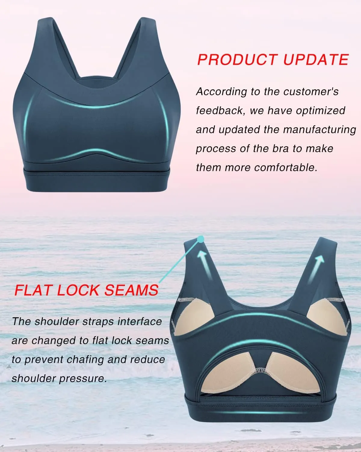 RUNNING GIRL High Impact Sports Bras for Women,Racerback Running Bra Workout Crop Tank Tops Longline Sports Bra Push up