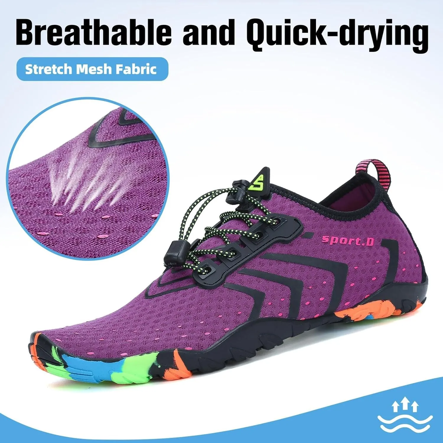 SAGUARO Quick-Dry Water Shoes for Women – Swim Shoes, Beach Shoes, Aqua Shoes with Lightweight, Breathable, Slip-Resistant Design for Pool & Outdoor Use