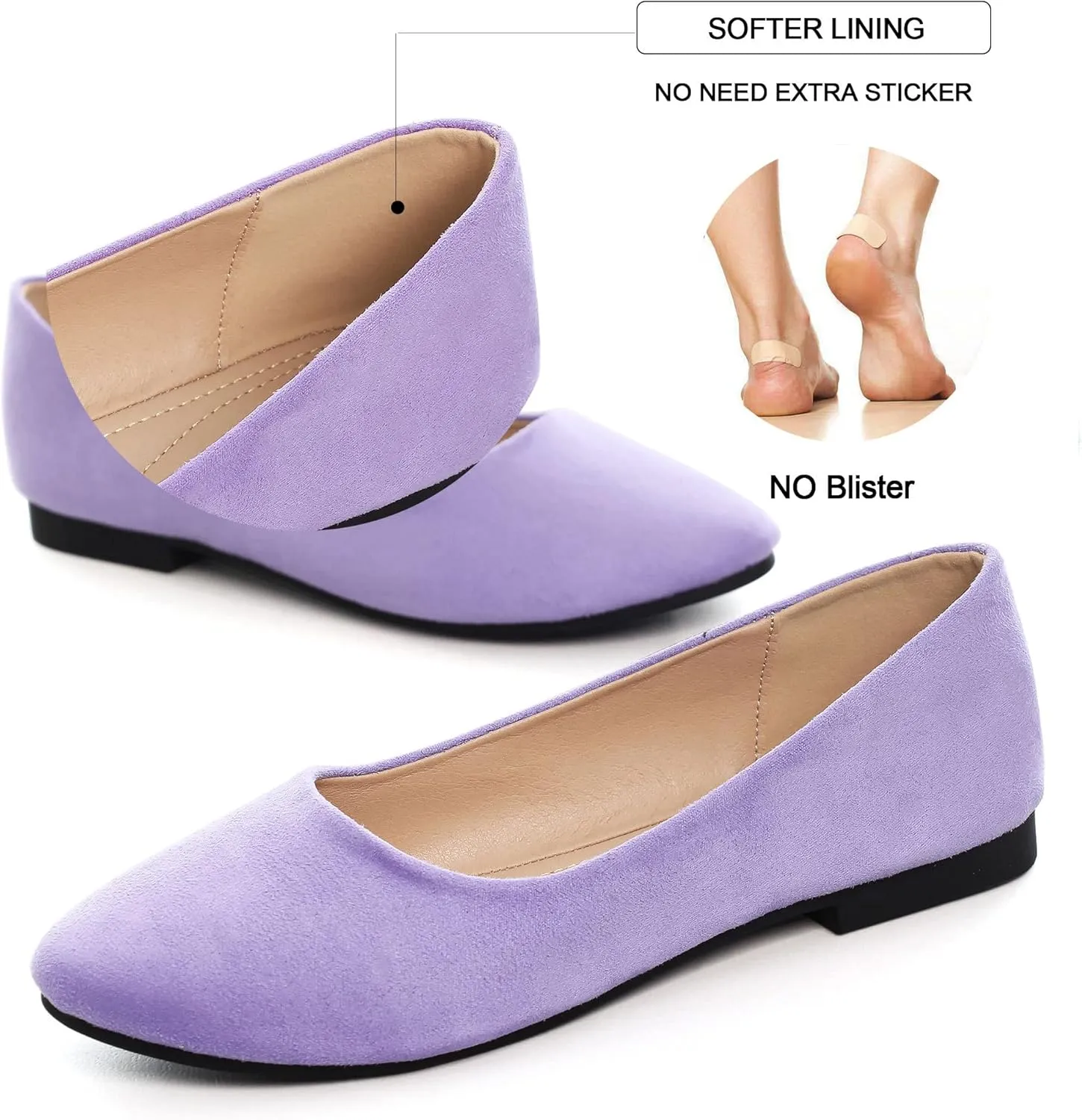 SAILING LU Pointy Toe Shoes Women Ballet Flats Comfort Solid Flat Shoes for Women Work Slip On Moccasins