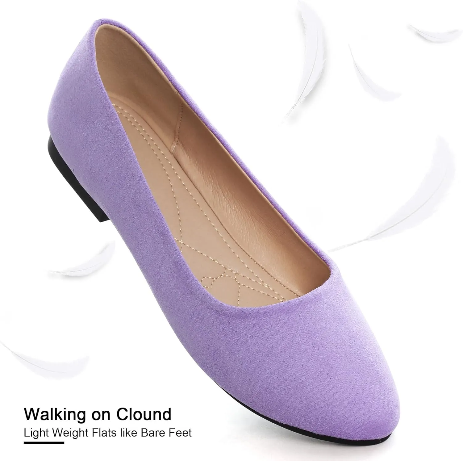SAILING LU Pointy Toe Shoes Women Ballet Flats Comfort Solid Flat Shoes for Women Work Slip On Moccasins